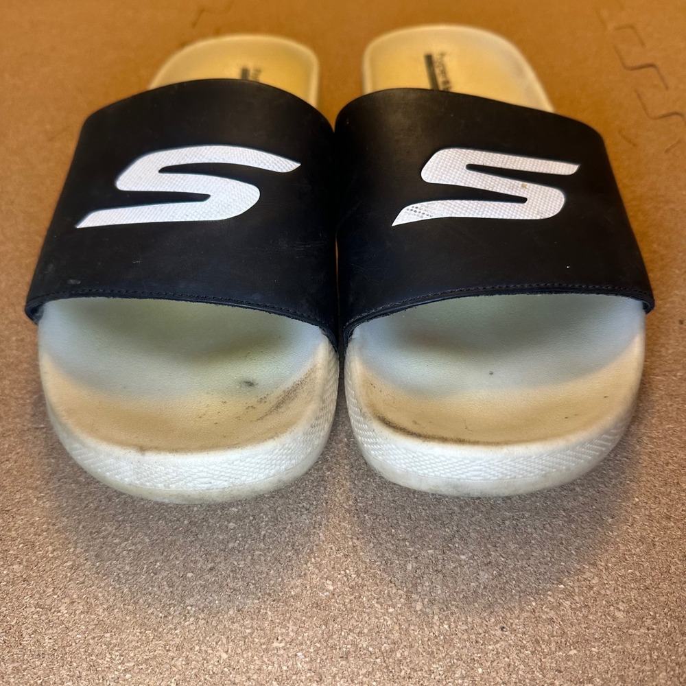 Skechers Hyper Burst Recovery Slides Mens 10 Black White Goodyear 246020 BKW - Picture 4 of 8